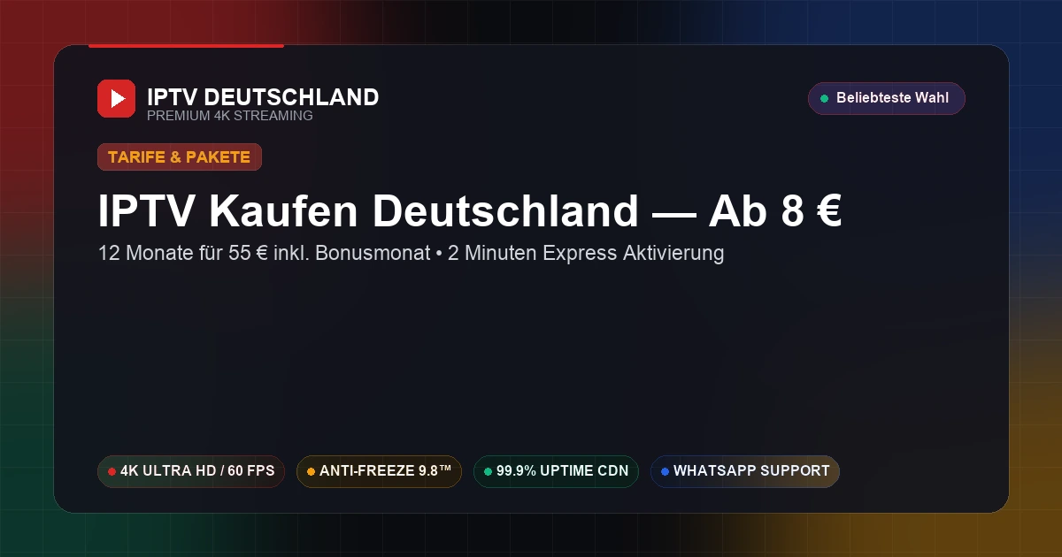 IPTV Deutschland Kaufen — Testsieger 12-Monats-Paket für 55 Euro mit Anti-Freeze 9.8™ und PayPal Käuferschutz
