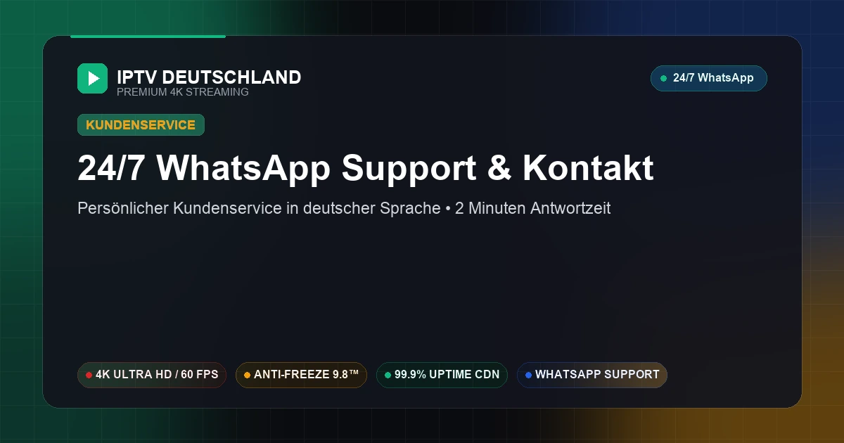 IPTV Deutschland 24/7 Kundenservice via WhatsApp und E-Mail mit 2-Minuten-Reaktionszeit